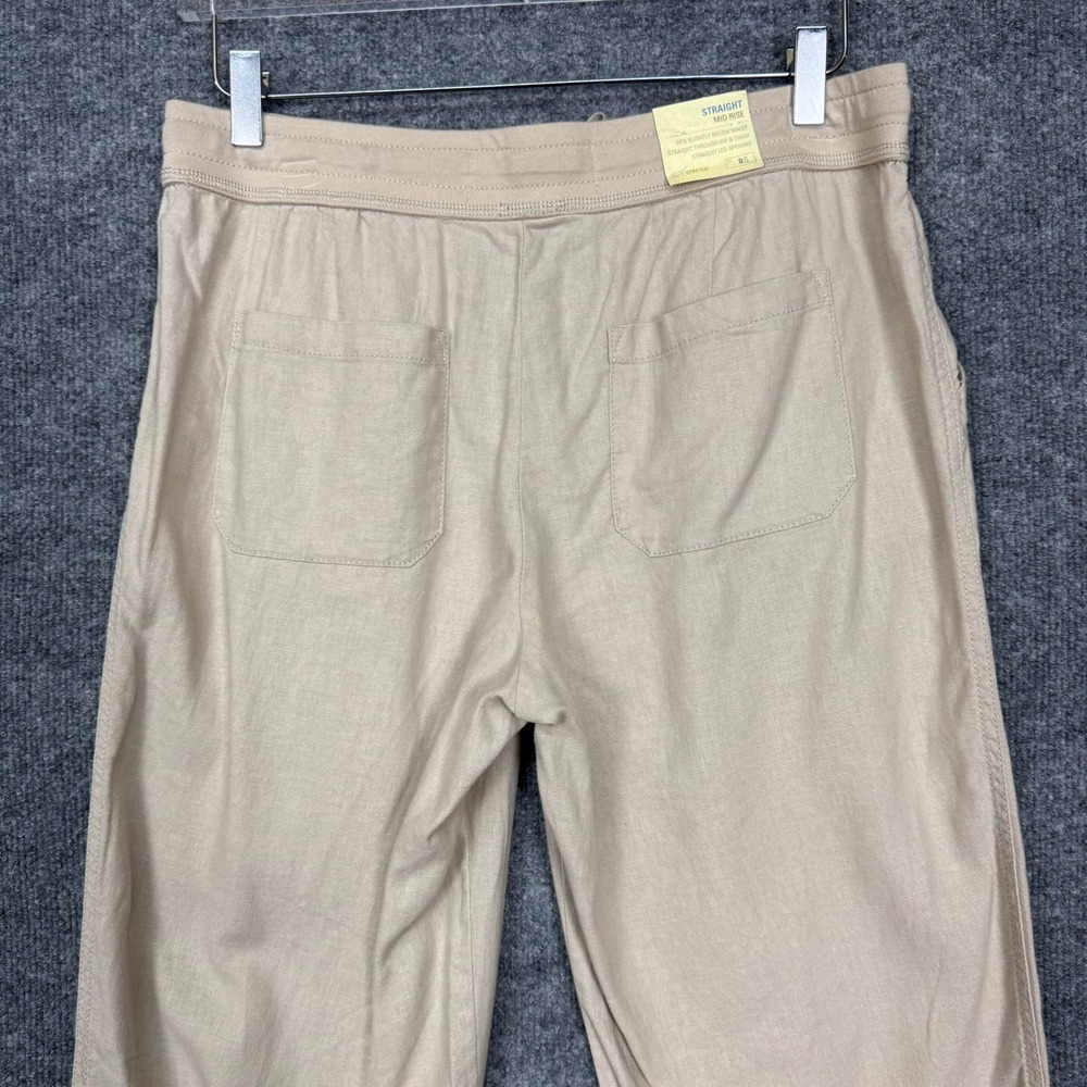 Sonoma Pants Women 8S Beige Linen Blend Straight Leg Mid Rise Drawstring NWT - Picture 4 of 15